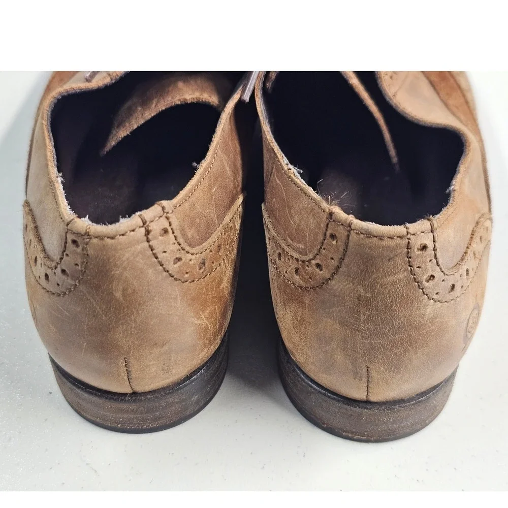 Born Mens F27106 Wingtip Oxford Shoes Tan Brown Leather Suede Brogue 8.5M